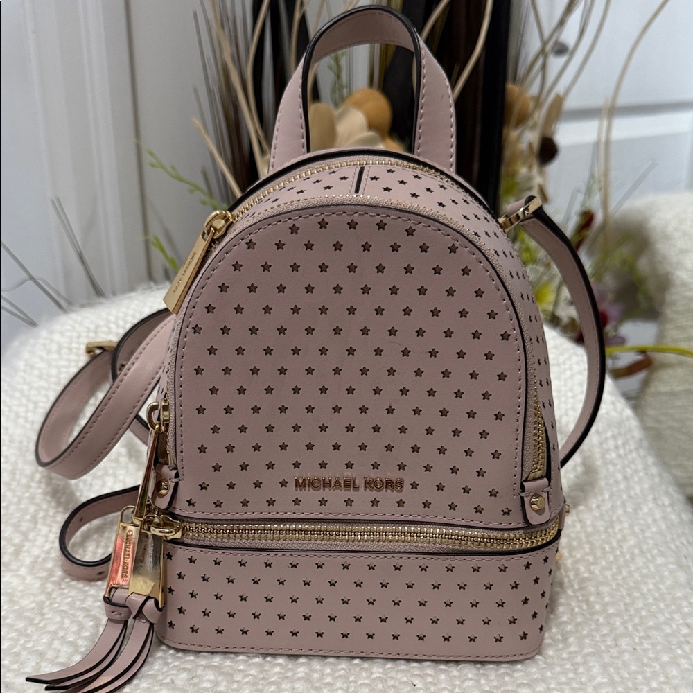 Michael Kors Blush Star-Patterned Mini Backpack